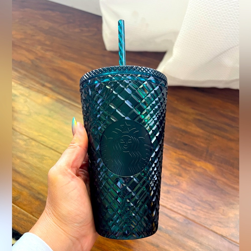 Greenish blue diamond like small Starbucks cup